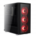 AEROCOOL QUARTZ RED MID TOWER TEMPERED GLASS SIDE PANEL - 3X RED FANS INCLUDED